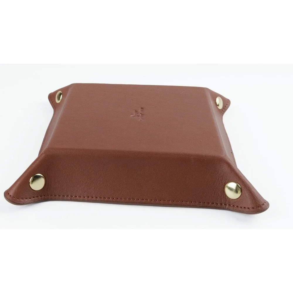 Royce New York Brown Leather Valet Tray For Men